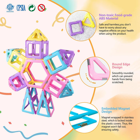 Set: 156Pcs 3+ MAGBLOCK Magnetic Building Blocks Magnetic Tiles Gifts with Car, Letter Card and Ferris Wheel, Upgrade