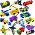Morphing Robot Construction Toy Cars - Mini Pull Back Vehicles Set of 16 for Toddlers Kids Birthday Favors