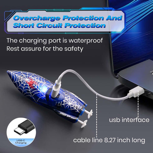 2.4Ghz 360 Swimming 8-12 Mini Remote Control Boat RC Boat Rotating LED Lights bulit-in Rechargeable Battery Pool