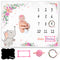 Baby Girl Milestone Blanket, Floral Elephant Design Soft Fleece Monthly Growth Blanket for Photos and Nursery Decor