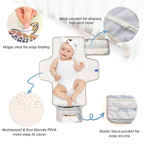 FUGIDOG Cute Ocean Fish Diaper Changing Pad Foldable Waterproof Portable Changing Pad Travel Changing Pad Baby Changing