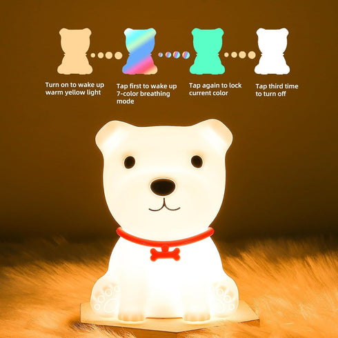 Dimmable Tremdwoto Dog Night Light for Kids,Cute Colorful Night Light with Remote Baby Girl Squishy Night Lights Lamp