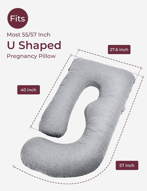 Momcozy 57-inch 55/57 Inch Pregnancy Pillow Cover u Shaped, Large Pregnancy Body Pillowcase Removable, Soft & Machine