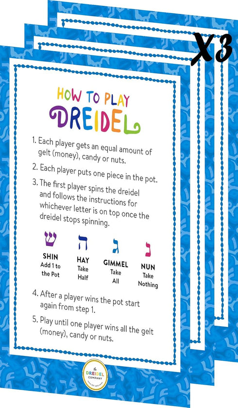 The Dreidel Company 25 Solid Blue & White Wooden Hand Painted Hanukkah Dreidels - Includes 3 Game Instruction Cards