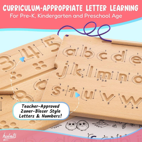 Learn to Write Number & Letter Tracing Boards, Wooden Alphabet Learning Montessori Toys for 4+ Year Olds