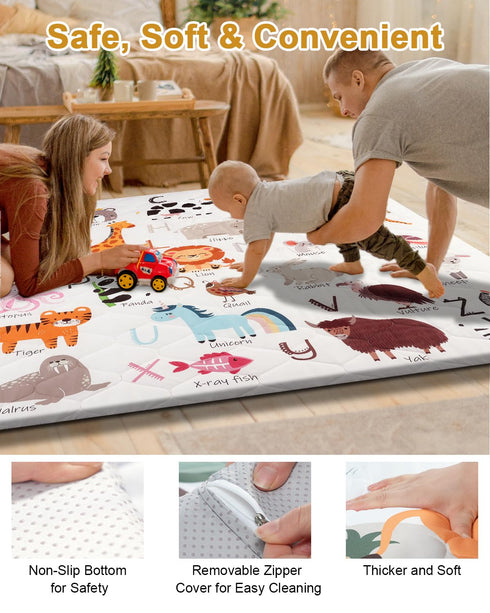 47" 47" TINYHARBO Premium Foam Baby Play Mat x Removable & Machine Washable Cover, Extra Thick Padding Playpen Mat
