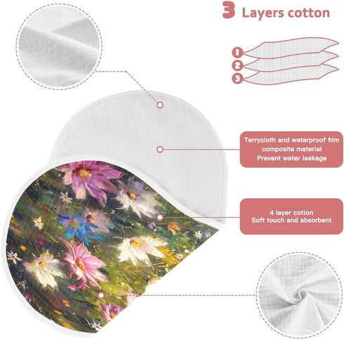 YETTASBIN Colorful Flower Muslin Baby Burp Cloth, Super Soft Absorbent Cotton Burp Rag Baby Bibs Feeding Cloth