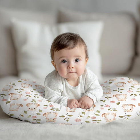 Wicbfdfv Cute Cats Floral Leaves Pink Nursing Pillow Cover Stretchy and Soft for Baby Girls Boys Kitten Pet Wildflowers
