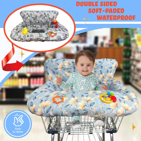 Shopping Cart Cover for Baby, Waterproof Restaurant High Chair Cover - Double Sided Grocery Cart Cover for Baby Boy