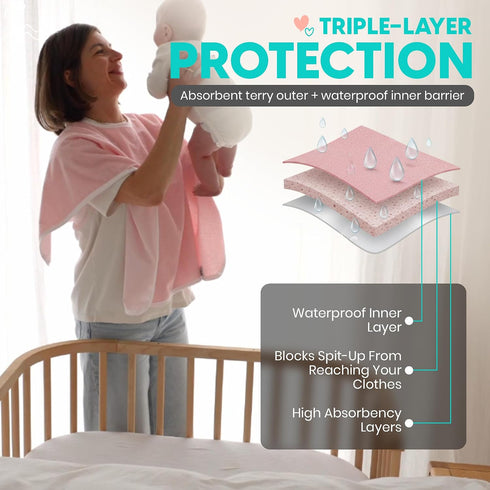 Droowel Wearable Burp Cloths for Parents - Extra Soft, Absorbent, and Waterproof Garment Protector - Perfect