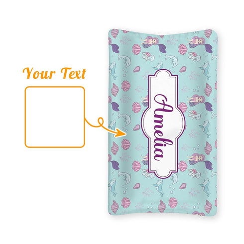 Mermaid(16"x32") Custom Baby Changing Pad Cover - Personalized Diaper Changing Table Sheet Stretch Fitted Bassinet