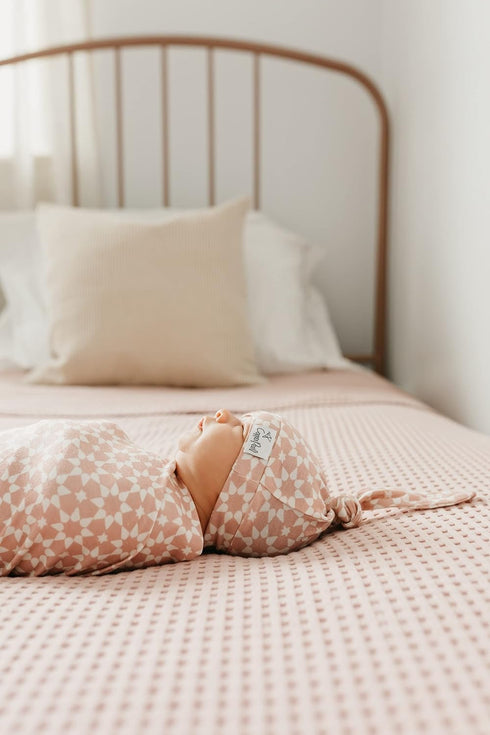 Star-Patterned Large Knit Baby Swaddle Blanket by Copper Pearl