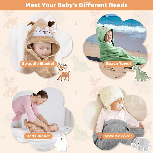 12 Set 4 8 Set, CandyHome PCS Baby Bath Towels for Infants Toddlers, PCS Animal Hooded Baby Towels & PCS Washcloths