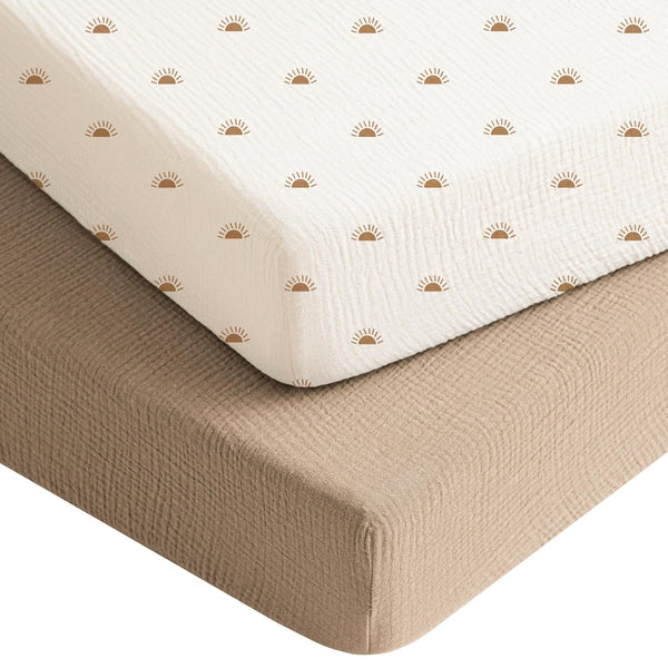 Konssy Muslin Crib Sheets for Boys, Soft Cotton Neutral Baby Sheets for