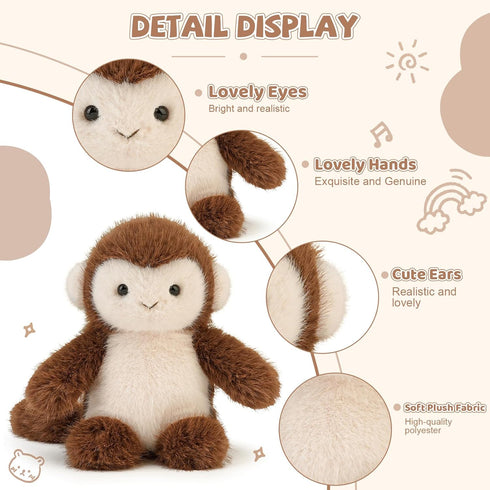 ABEARCAR 6" Cute Monkey Stuffed Animal Plush Soft Monkey Stuffed Animals Plushies Toy Christmas Valentine's Day