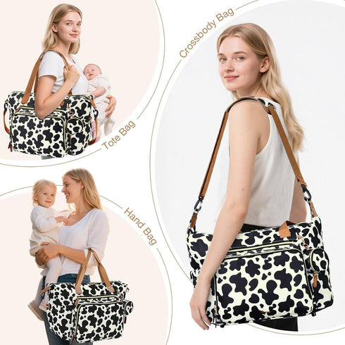 Diaper Bag Tote, Large Baby Diaper Bags for Travel, Hospital Bag for Labor Delivery with Pacifier Case, Changing Pad