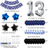13th Birthday Decorations for Boys - Dark Blue HAPPY BIRTHDAY Banner and Silver Number 13 Balloons, Party Supplies