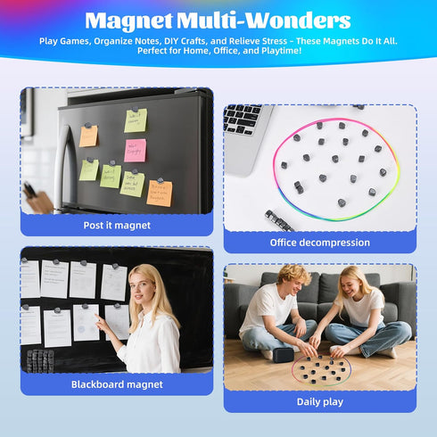 80 Magnetic Chess Game with Travel-Stones, Magnet Game,Magnet Rocks Desk Stress Relief Toy and Fidget Toys