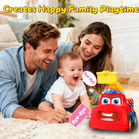 Tozkizm 18M+, 18 Talking Fire Truck Toy for Toddlers Interactive Fire Engine with Voice Repeat and Moving Mouth