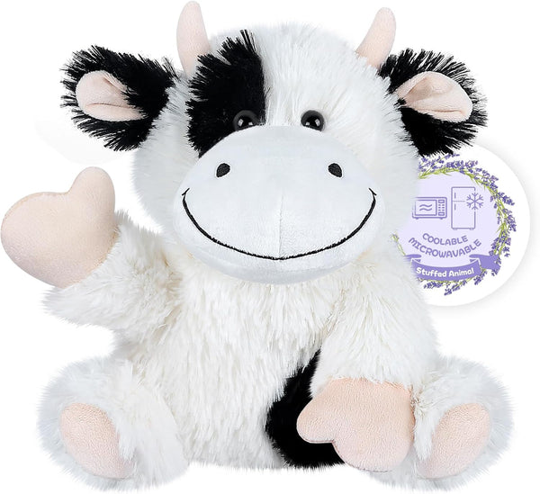 Heatable & Coolable Cow Stuffed Animal, Heated Plush Heating Pad for Cramps & Pain, Lavender Scent Cow for Anxiety