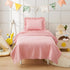 3 Set KKJIAF Piece Toddler Sheet Microfiber, Includes a Flat Sheet, a Fitted Sheet and a Ruffle Pillowcase, Light Pink