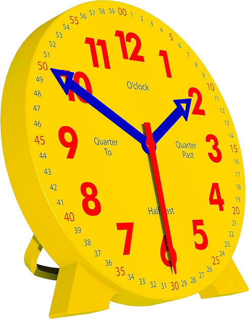 Kids Telling Time Practice Learning Clock, 4 Inch Teaching Handheld Analog Clock for School Classrooms and Homeschool