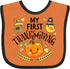 inktastic My First Thanksgiving Baby Bib - Autumn Birds and Pumpkin