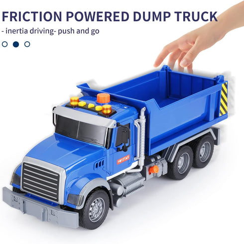 haomsj Big Dump Truck Toy Light Up & Moveable Lifting Back Garbage Push and Go Car Plastic Beach Construction Toy