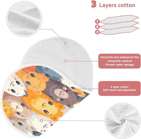YETTASBIN Cartoon Guinea Pig Muslin Baby Burp Cloth, Super Soft Absorbent Cotton Burp Rag Baby Bibs Feeding Cloth