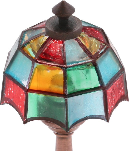 Mini Dollhouse Table Accent Tiffany Lamp, LED Miniature Lighting for Dolls House Decor, Functional Light Accessories