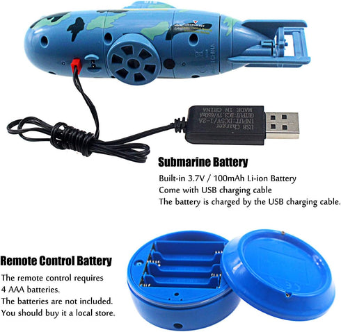 Mini RC Submarine Toy - Remote Control Diving Adventure (Blue)