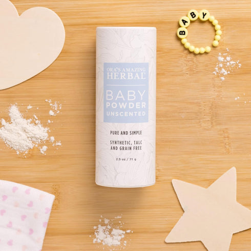 2.5 oz Baby Powder Talc-Free, Cornstarch Free Baby Powder, Unscented Fragrance Free Powder, Arrowroot Clay and Organic