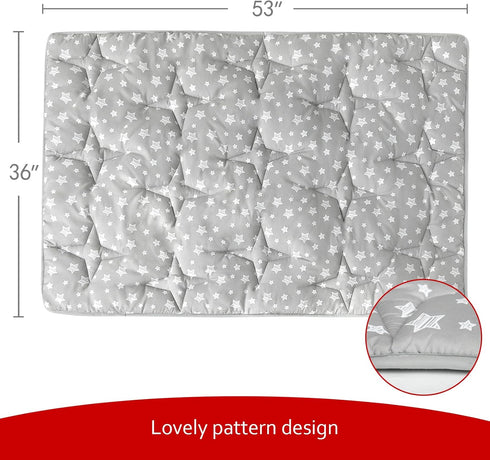Rectangle Kids Play Mat - Non-Slip Indoor & Outdoor Toddler Tent Mat, Washable Star Print Padded Mat 53" x 36"