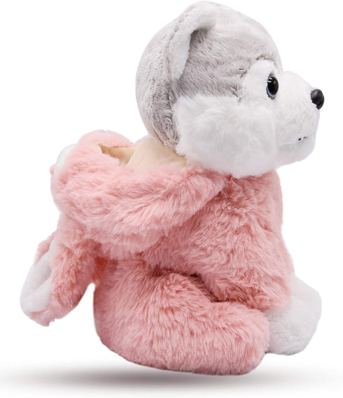 BABOLI 10 Inches Cuddly Husky Stuffed Animals Soft Toys with Adorable Bunny-Style Clothes Super Cute Husky Dog Plush
