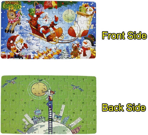 60 Piece Wooden Jigsaw Puzzle in a Box - Merry Christmas Santa Claus Early Childhood Education Toy