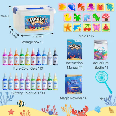 6 7 8 9 10 Magic Water Elf Toy Kit - Magic Gel Water Pets with Aquarium Bottle - Make Your Own Squishies Crafts Toys