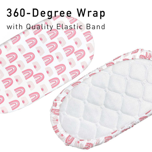 4 Pack, Cozy 32"x16"(Love) Gllquen Baby Bassinet Sheets Breathable Fitted Mattress Sheet, Elastic Travel Crib