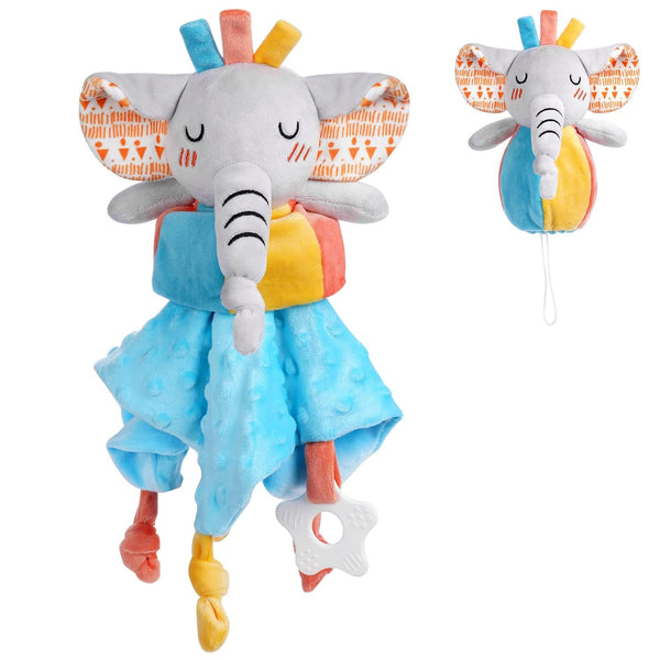 Vicloon Elephant Baby Security Blanket | 3IN1 Plush Blanket with Tags & Teether for Boys & Girls | Nursery & Stroller