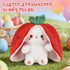 10-Inch Emoin Easter Reversible Bunny Stuffed Animal, Cute Strawberry-to-Bunny Transformed Plush Toy with Zipper, Soft