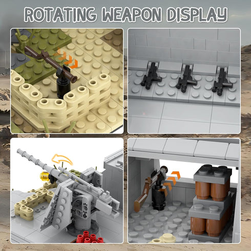 WW2 Set(928PCS). Military Battle Fort Building Block Suitable for Secondary Creation.Build Different Combat Buildings.