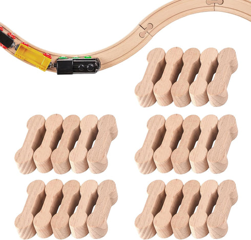 UOMTREO 25 Pcs Wood Dog Bone Track Adapter, Train Track Pieces for Teens,