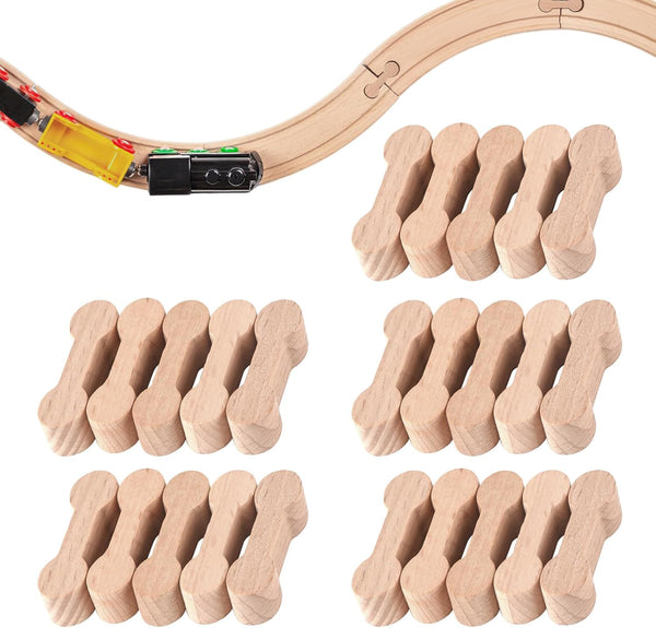 UOMTREO 25 Pcs Wood Dog Bone Track Adapter, Train Track Pieces for Teens,