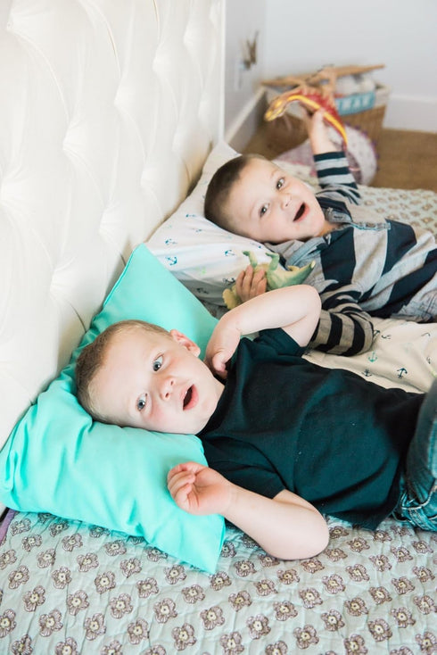 Ella & Max Toddler Pillowcase Aqua Color for 13x18 & 14x19 Toddler Pillows - Easy to Wash, Handmade in USA