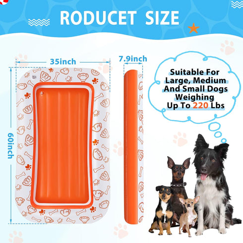 55x35/60x35 Inch 110/220 Lbs Large Dog Pool Float, Dog Float Raft for Pool Lake River, Puncture Proof Dogs Floatie Boat