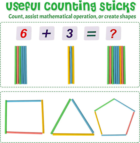 Wooden Abacus for Kids Math - Educational Counting Toy with Sticks and Number Alphabet Cards