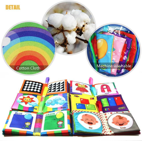 teytoy My First Soft Book, 6 PCS Nontoxic Fabric Baby Cloth Books, Early Education Toys for Toddler