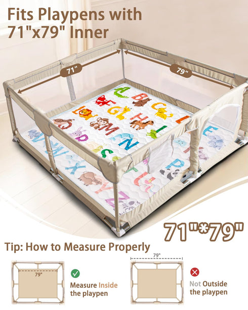 71x79 Baby Play Mat, Mat with Super Soft Touch, Activity Mat with Upgraded Anti-Slip Bottom, Machine Washable Crawling