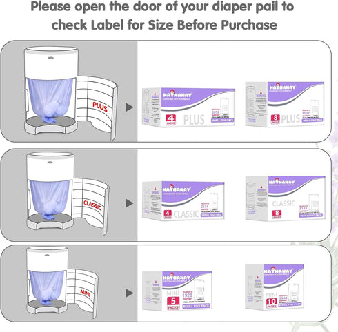 RUZAKO 30% 5 Pack Diaper Pail Refill Bags Compatible With Dekor Plus Diaper Pail, Extra Length, Lavender Scent