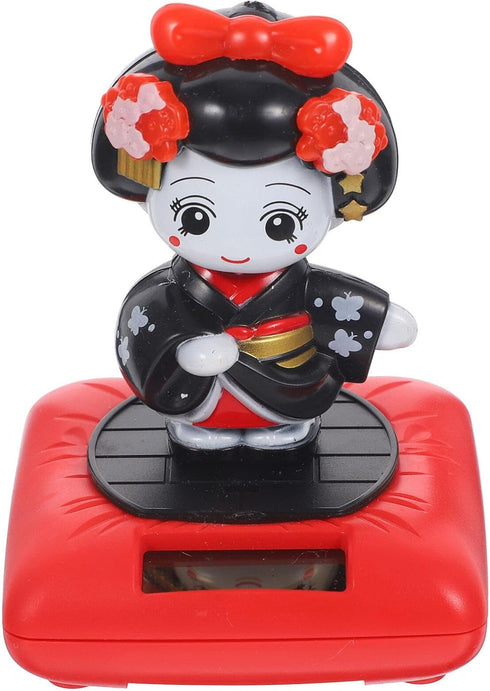 Kimono Solar Dancers Japanese Kimono Girl Sculpture, Dancing Solar Powered Geisha Figurine for Car Interior Decor