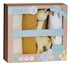 Giraffe Gift Set - Three Muslin Squares with Giraffe Rubber Teether